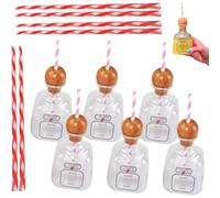 Patron Reusable Cups with Straw, Mini Empty Tequila Bottles Bottle Empty for Drinks, 13oz Acrylic Plastic Tequila Plastic Bottles for Champagne, Wine, Alcohol, Party Favors, Wedding 375ml(6pc)