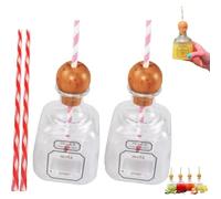 Patron Reusable Cups with Straw, Mini Empty Tequila Bottles Bottle Empty for Drinks, 13oz Acrylic Plastic Tequila Plastic Bottles for Champagne, Wine, Alcohol, Party Favors, Wedding 375ml(2pc)