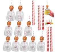 Patron Reusable Cups with Straw, Mini Empty Tequila Bottles Bottle Empty for Drinks, 13oz Acrylic Plastic Tequila Plastic Bottles for Champagne, Wine, Alcohol, Party Favors, Wedding 375ml(10pc)