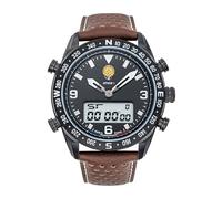 Patrouille de France Aviator Watch Athos 1 - Chronograph - Perforated Leather Brown, Strap