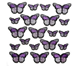 Patsusmile 20pcs Butterfly Iron on Patches, 2 Sizes Purple Butterfly Embroidered Patches Applique for Clothes Hats Jeans Jacket
