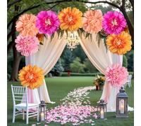 PATTEPOINT 6PCS Tissue Paper Flowers,Handmade Colorful Giant Crepe Artificial Flowers Decorations for Wall,12 Inches Large Flowers for Wedding Birthday BabyShower Party Home Decor Supplies