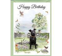 Patterdale Dog - Birthday Card - Oak tree 2