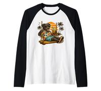 Patterdale Terrier Drinking ice Coffee on a Swing Funny Raglan Baseball Tee