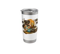 Patterdale Terrier Drinking ice Coffee on a Swing Funny Stainless Steel Insulated Tumbler