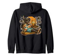 Patterdale Terrier drinking ice coffee on a swing funny Zip Hoodie