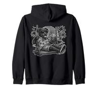 Patterdale Terrier drinking ice coffee on a swing retro Zip Hoodie