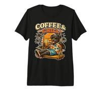 Patterdale Terrier Funny Drinking ice Coffee on a Swing Premium T-Shirt