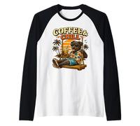 Patterdale Terrier Funny Drinking ice Coffee on a Swing Raglan Baseball Tee
