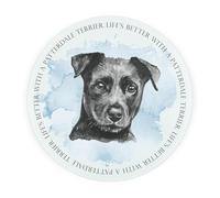 Patterdale Terrier Round Glass Worktop Saver - Life's Better with a Dog Gift - Textured Kitchen Chopping/Cutting Board Worktop Protector with Non-Slip Feet 30cm x 30cm (12" x 12")