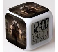 (Pattern 06, 9*9*9CM) Jurassic World: Fallen Kingdom Seven-Color LED Alarm Clock