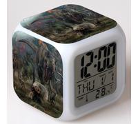 (Pattern 09, 9*9*9CM) Jurassic World: Fallen Kingdom Seven-Color LED Alarm Clock