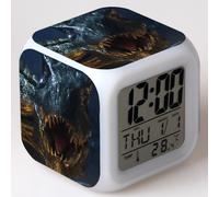 (Pattern 10, 9*9*9CM) Jurassic World: Fallen Kingdom Seven-Color LED Alarm Clock