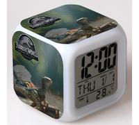 (Pattern 11, 9*9*9CM) Jurassic World: Fallen Kingdom Seven-Color LED Alarm Clock