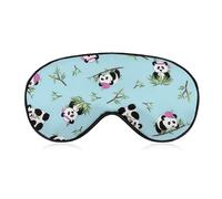 Pattern (482) Sleep Eye Mask Blackout Eye Mask Compatible with Cute Panda with Bamboo Blue Sleep Mask with Adjustable Strap, Soft and Comfortable Night Blindfold for Women Men Eye Sleeping, Shift Work