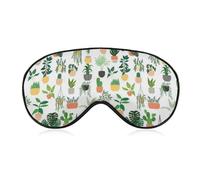 Pattern (488) Soft Eye Masks with Adjustable Strap Sleeping Mask Compatible with Succulent Cactus Potted Plants, Lightweight Comfortable Blindfold Blocks Light for Men Women Travel Outdoor Nap