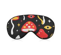 Pattern (535) Sleep Eye Mask for Men Women Sleeping Mask Compatible with Psychedelic Cartoon Red Mushroom and Eyeball, Comfortable Eye Mask with Adjustable Strap, Blocks Light Sleeping Blindfold