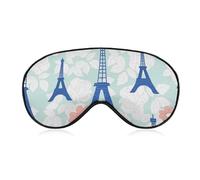 Pattern (604) Men Women Travel Sleep Mask Compatible with Romantic Flowers Paris Eiffel Tower Blindfold, Lightweight and Comfortable Adjustable Eye Masks Night Blindfold Eyeshade for Sleeping, Travel,