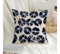 Pattern Abstract Tie Textured Indigo Flower Shibori Motif Petaled Wrapping Dots Textures Texture Cushions Pillowcase Luxury Cushions Covers Soft Cushion Cover For Home Sofa Chair 45X45Cm