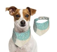 Pattern Beige Teal Grey Circles,Pet Bib Scarf Cats Dog Bandana Dogs Towel Bib Adjustable Pet Scarf,M