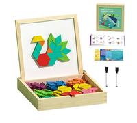 Pattern Blocks | Early Math Geometric Concepts Fine Motor Toys - Imagination Magnets Wooden Pattern Blocks Set | for Home School Kindergarten Travel Airplane Road Trip