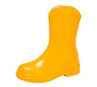 Pattern Boots for Women Slip Detachable with Cotton Inside Rain Boots Outdoor Rubber Water Shoes (Yellow, 5.5)