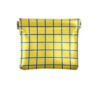 Pattern Bright Yellow Bold Lines Plaid Women's Small Leather Coin Purse Convenient Clasp Wallet Card Holder for Girls Ladies Handbag