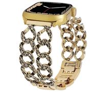 Pattern Carved Cuban Chain Band Compatible with Apple Watch 42 44 45 46 49mm Men Women,Retro Metal Cowboy link Vintage Wristband for iWatch Series 11 10 9 8 7 6 5 4 SE/Ultra 3 2 1 (Retro Gold, 49mm)