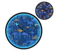 Pattern Colorful Mushrooms and Fireflies Night Light Wall Clock LED Wall Clocks Silent Battery-Operated Glow in The Dark Large Digital Display for Bedroom Living Room Kitchen, 12 Inch