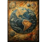 Pattern Diamond Art Kits Adults, World Map Diamond Painting, Crystal Art Kits for Adults, DIY Round Full Drill Embroidery Cross Stitch Canvas Painting Crafts Pictures, Home Wall Decor, 30x40cm Z-5925