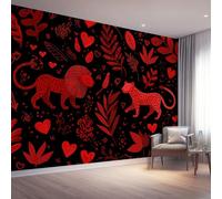 Pattern Digital Art Animals Leopard Wall Mural 400 x 280 cm（WxH - Large Non-Woven Photo Wallpaper for Bedroom Living Room Nursery - Premium Wall Poster Decor Paste Required Black