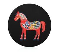 Pattern Horse Round Cutting Board for Kitchen Easy to Clean Tempered Glass Chopping Block for Meat & Vegetables