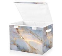 Pattern Luxury Marble with Golden Veins Storage Boxes with Lids Large Fabric Storage Box Foldable Cube Lidded Storage Bins for Shelves Clothes Bedroom 42x32x30cm