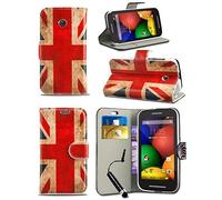 Pattern Modern Print Design Wallet Flip Case Cover with Integrated Stand & Mini Stylus Pen Compatible with Nokia Lumia 735 / LTE RM-1039 - Vintage Union Jack England London Design Case