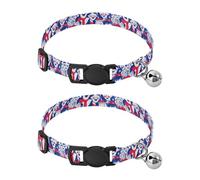 Pattern of People Happy Face Red and Blue Collars for Small Dogs 5-15Lbs Adjustable Dog Collar for Girls and Boys Set of 2