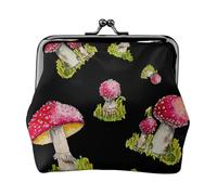 Pattern of Red Fly Agaric, PU Leather Coin Purse, Small Wallets, Change Pouch with Kiss Lock Clasp Buckle, Change Purse