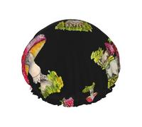 Pattern Of Red Fly Agaric,Shower Cap Nightcap Double Layer Waterproof Elastic Bath Cap Reusable Hair Cap