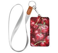 Pattern of The Cherry Work id Badge Holder for Women with Lanyard and 3-Card Capacity case with Card Holder for Staffs Officers Students Doctors Employees
