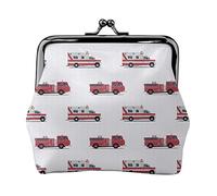 Pattern of The Fire Engines Women's Leather Coin Purse, Small Change Pouch with Kiss-Lock Clasp Closure Buckle Wallet for Girl Gift