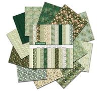 Pattern Paper 24 Sheets Craft Paper 12 Inch Green Victorian Style Scrapbooking Papers Double-Sided Patterned Papers for Scrapbook Art Craft Card Making Journaling Supplies