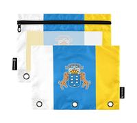 Pattern Pencil Pouch 3 Ring Binder Canary Islands Flag Zipper Binder Pencil Bag Pen Clear Binders Pen Case School Floral 9.8" x 7.1", 2 Packs
