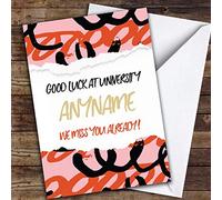 Pattern Pink Scribble Style University Personalised Good Luck Card | Good Luck Card | Wishing You Luck Card