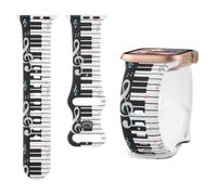 Pattern Printed Silicone Band Compatible with Apple Watch Bands 38 40 41 42mm Women Men,Skull Cross Sun Moon Printed Wristband for iWatch Series 11 10 9 8 7 6 5 4 SE/Ultra 3 2 1 (T5-Piano, 38mm)