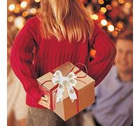 Pattern Ribbon Snowflake Satin Glitter Decoration for Tree with Gold Edge Ivory Wired ArtsCrafts & Sewing Supplies (D, One Size)