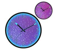 Pattern Stars Purple and Pink Night Light Wall Clock LED Wall Clocks Silent Battery-Operated Glow in The Dark Large Digital Display for Bedroom Living Room Kitchen, 12 Inch