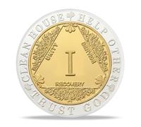 Pattern Triangle 1 Year Sobriety Coin | "Clean House " "Help TOTHER " "Trust GOD" AA Chips and Medallions | Alcoholics Anonymous Sobriety Chips for Recovery | Ideal Sobriety Gifts for Women & Men