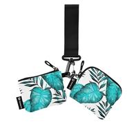 Pattern Watercolor Leaves Plant Texture Vintage Card Holder for Women Brings Changes Mini Fashion Money Organizer for Ladies With Zipper Pocket For Pocket Travel 2pcs, Multicolor,Multicolor.,