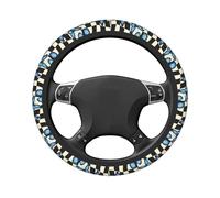 Pattern With Blue Butterflies Car Stretch Steering Wheel Cover Universal 15 Inch,Anti-Slip Steering Wheel Covers, Breathable For Suvs Trucks