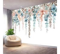 Pattern Wreath Pastoral Watercolor Wall Mural 350 x 257 cm（WxH - Large Non-Woven Photo Wallpaper for Bedroom Living Room Nursery - Premium Wall Poster Decor Paste Required White