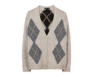 Patterned Alpaca-Blend Cardigan - female - Luisa Cerano - Cardigans - Beige - S - Knitwear S